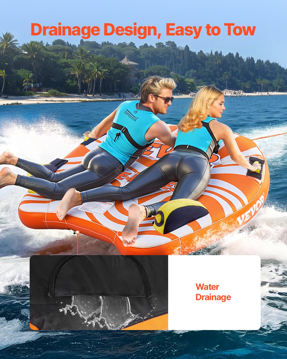 Towable Tube for Boating 1-2 Riders Inflatable Boat Tubes and Towables V952-CQTL2PDDX2R0W0X83V0