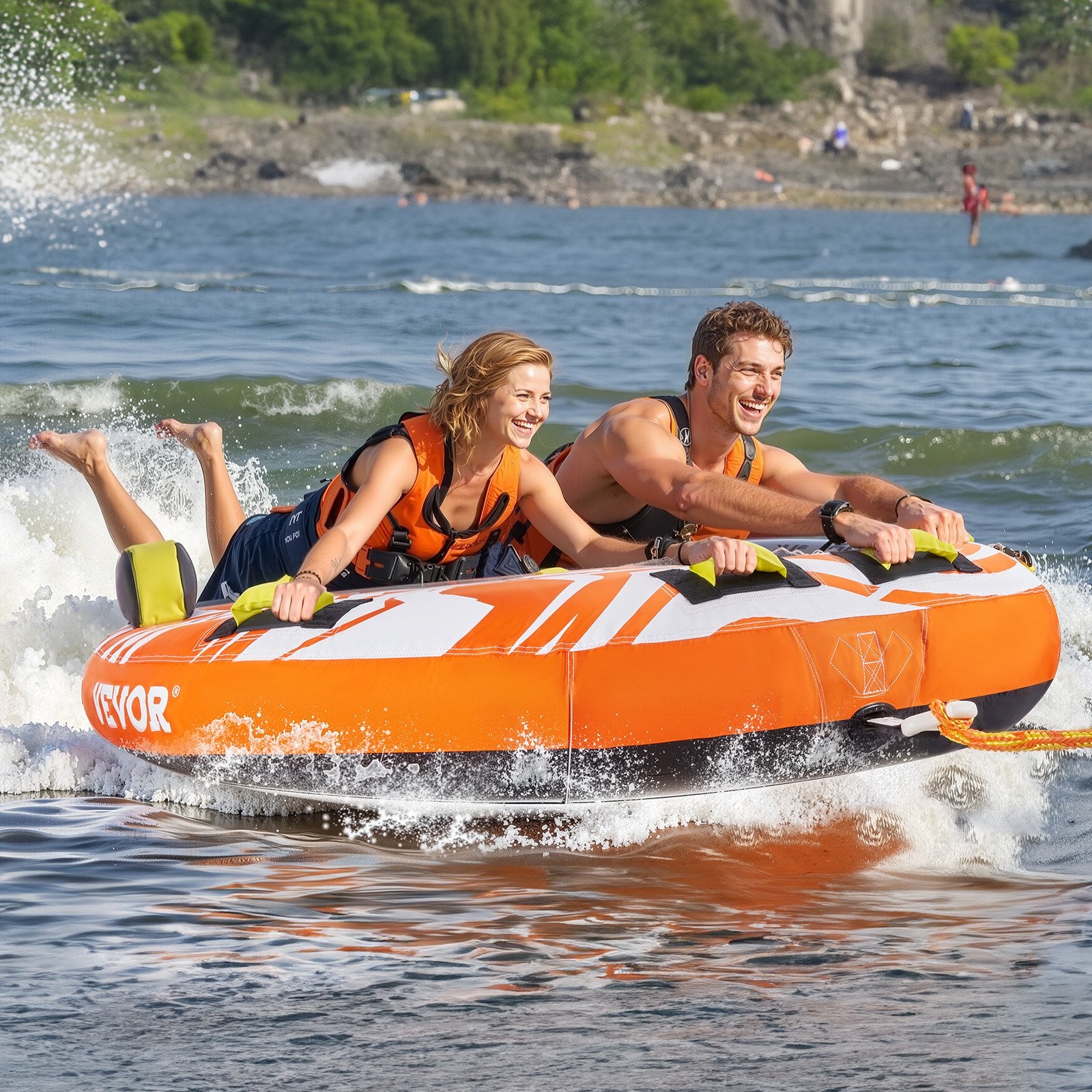 Towable Tube for Boating 1-2 Riders Inflatable Boat Tubes and Towables V952-CQTL2PDDX2R0W0X83V0