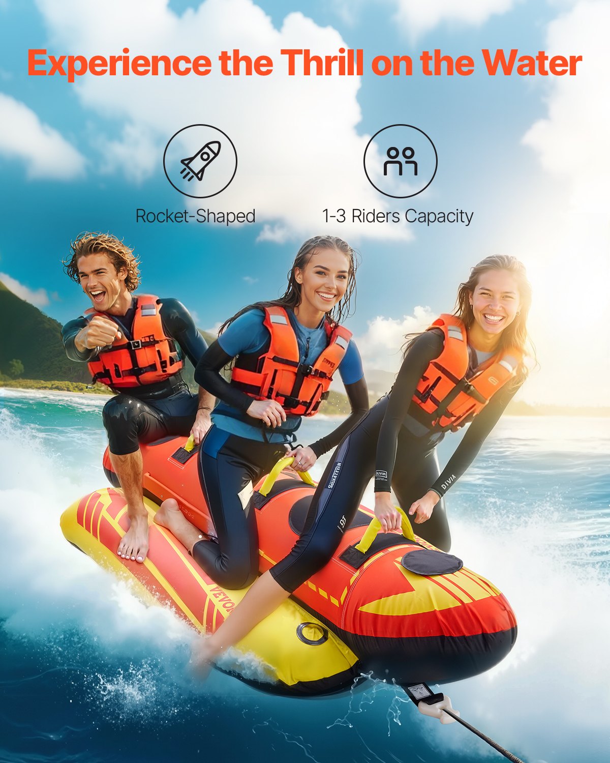 Towable Tubes for Boating 1-3 Riders Inflatable Boat Tubes Towables 510lbs V952-CQTL2QXK3R00F85JVV0