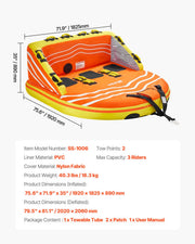 Towable Tube for Boating, 1-3 Riders Inflatable Boat Tubes and Towables, 510lbs Water Sport Towable Tube for V952-CQTL2SFDX3R0W43OPV0