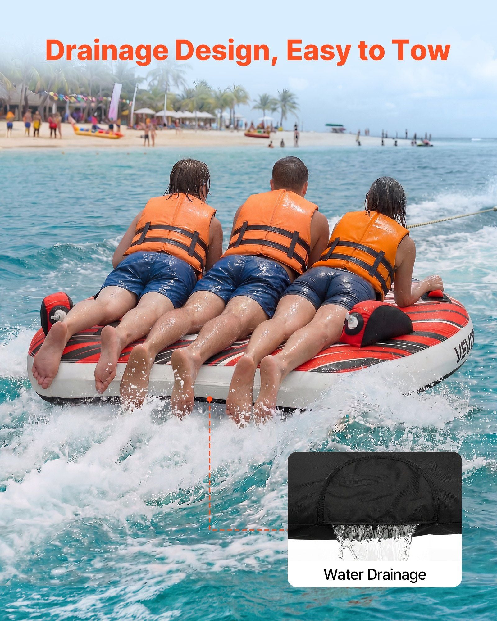 Towable Tube for Boating, 3 Riders Inflatable Boat Tubes and Towables, 231 kg Capacity Water Sport Towable V952-CQTL3PDDX3RH9FY22001V0