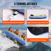 Towable Tube for Boating, 1-3 Riders Inflatable Towable Tube with Bumper Fins, 510 lbs Water Sport Towable V952-CQTLPDDX3R009ZIE2V0