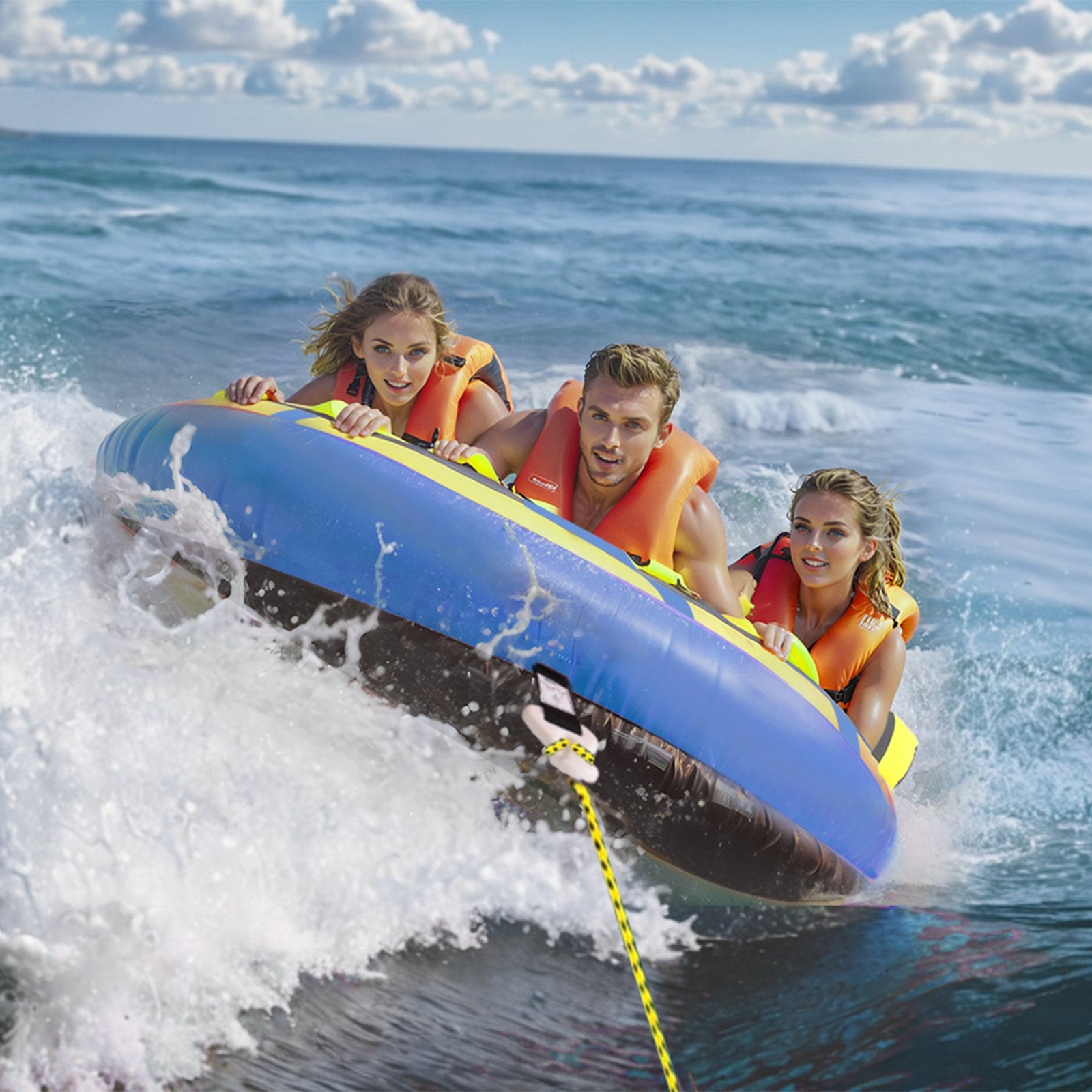 Towable Tube for Boating, 1-3 Riders Inflatable Towable Tube with Bumper Fins, 510 lbs Water Sport Towable V952-CQTLPDDX3R009ZIE2V0