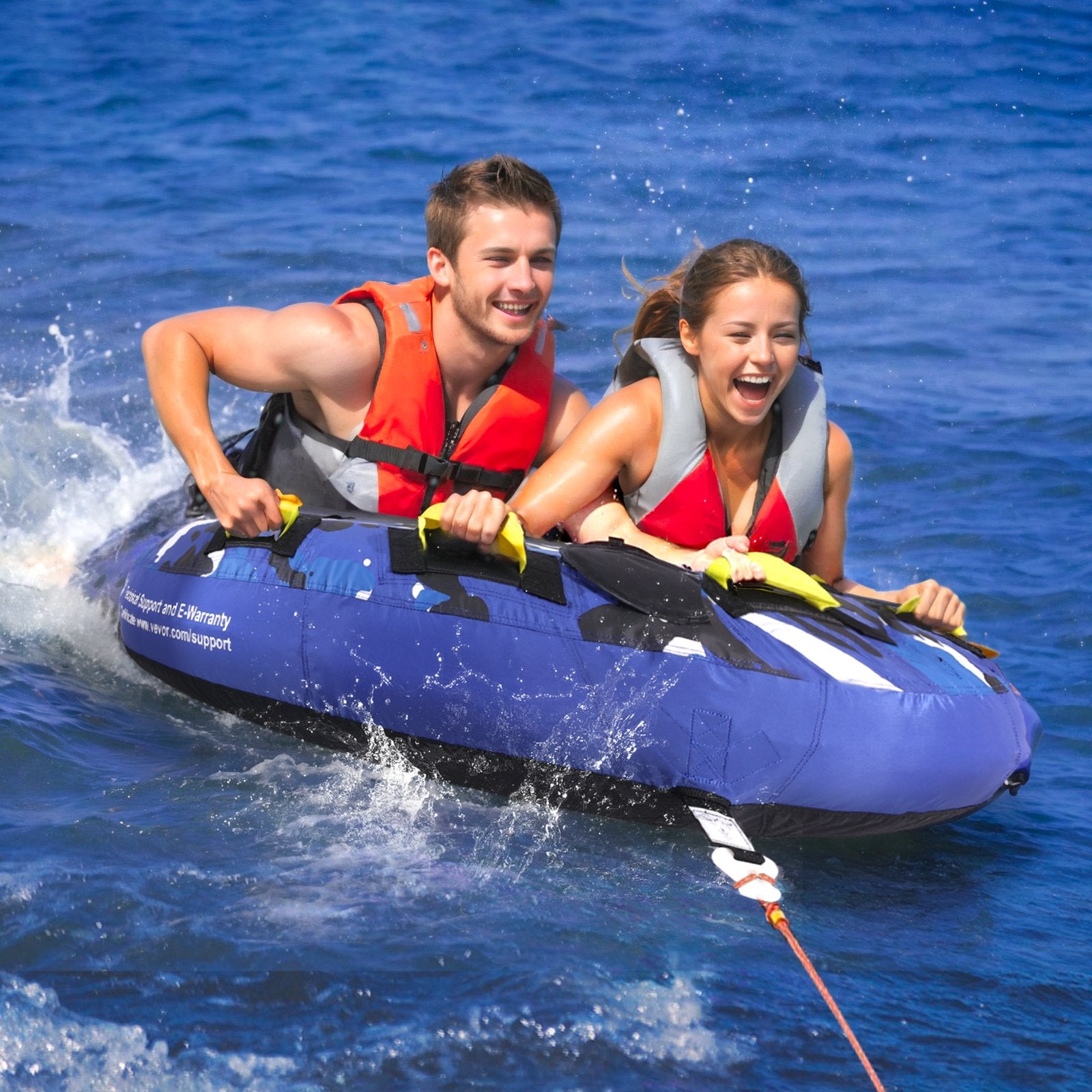 Towable Tube for Boating, 1-2 Riders Inflatable Boat Tubes and Towables, 340 lbs, 51.8" Round Water Sport V952-CQTLPDYX2R00WRC12V0