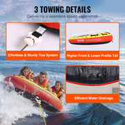 Towable Tube for Boating, 1-3 Riders Inflatable Boat Tubes and Towables, 510 lbs, 63" Round Water Sport V952-CQTLPDYX3R000A9FSV0