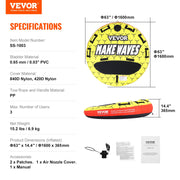 Towable Tube for Boating, 1-3 Riders Inflatable Boat Tubes and Towables, 510 lbs, 63" Round Water Sport V952-CQTLPDYX3R000A9FSV0