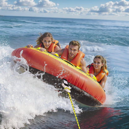 Towable Tube for Boating, 1-3 Riders Inflatable Boat Tubes and Towables, 510 lbs, 63" Round Water Sport V952-CQTLPDYX3R000A9FSV0