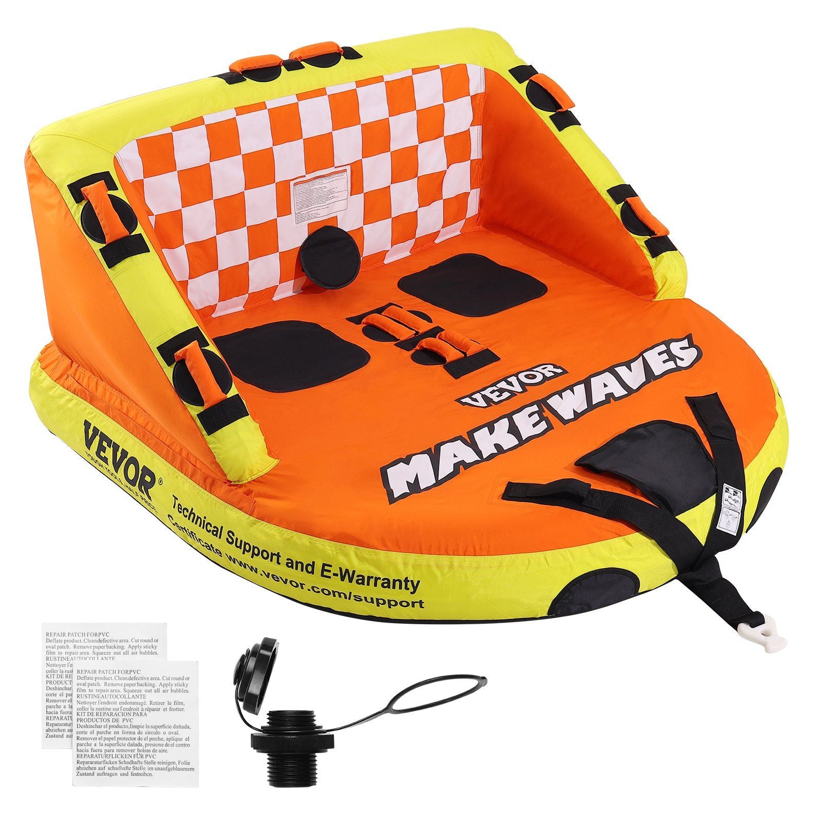 Towable Tube for Boating, 1-2 Riders Inflatable Towable Tubes with Deck Seats and Backrest, 340 lbs Water V952-CQTLSFDX2R00U07GEV0