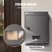 Through The Wall Drop Box, Heavy Duty Steel Through the Wall Mailbox with 2.8-7.9" 13" Combination Lock, V952-CQXBX1256316FDZEXV0