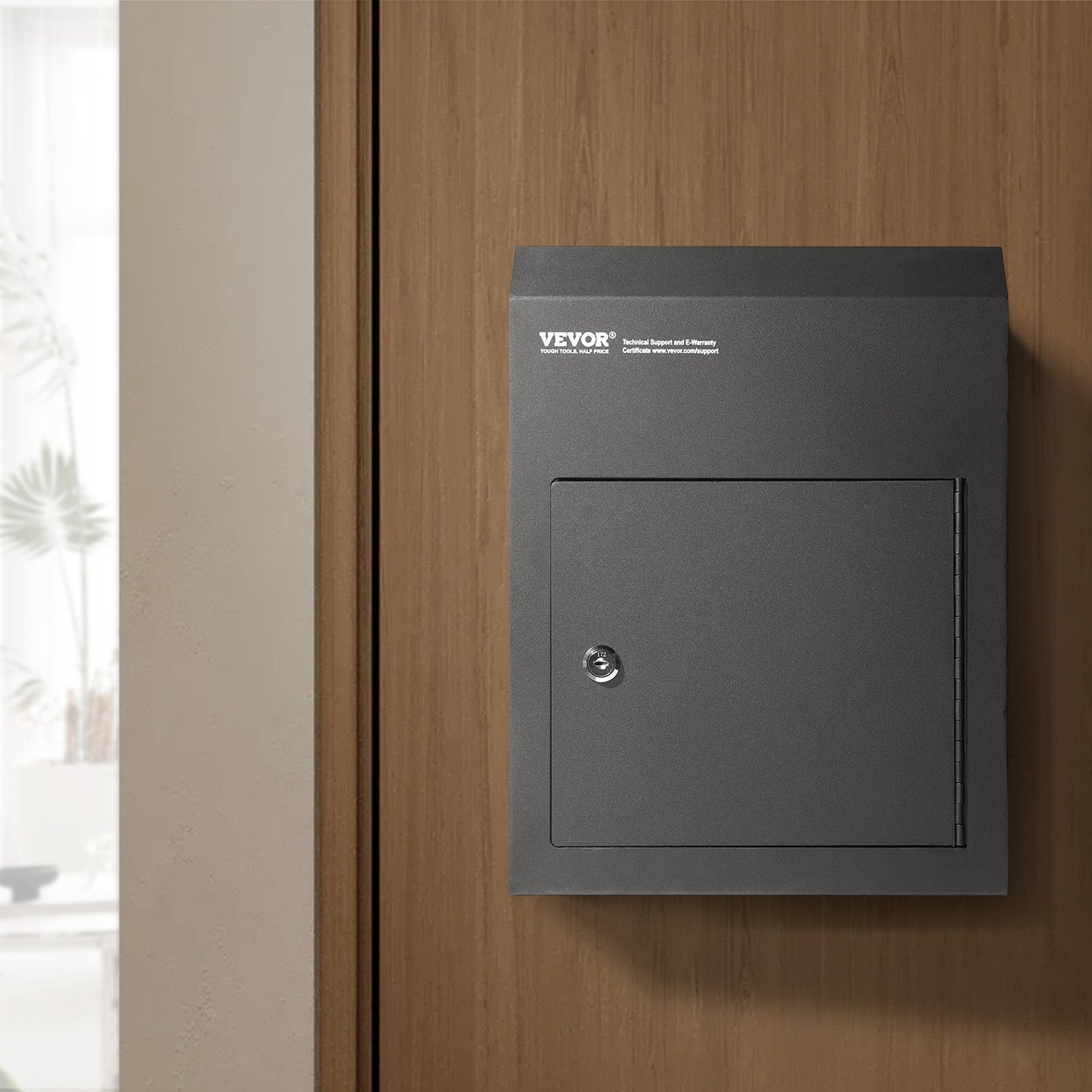 Through The Door Key Drop Box, Heavy Duty Steel Through the Door Mailbox with 1.8" 12" Key Lock, 12x6x16" V952-CQXBX12616INYUG59V0