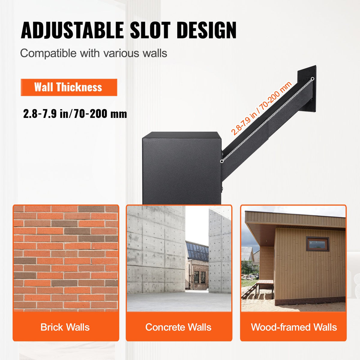 Through The Wall Drop Box, Heavy Duty Steel Through the Wall Mailbox with 2.8-7.9" 13" Combination Lock, V952-CQXBX13717IN9YIN4V0