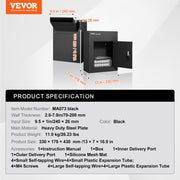 Through The Wall Drop Box, Heavy Duty Steel Through the Wall Mailbox with 2.8-7.9" 13" Combination Lock, V952-CQXBX13717IN9YIN4V0