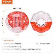 Inflatable Bumper Ball 1-Pack, 5FT/1.5M Body Sumo Zorb Balls for Teen & Adult, 0.8mm Thick PVC Human Hamster V952-CRKCQPPQZJ5Y74IFGV0