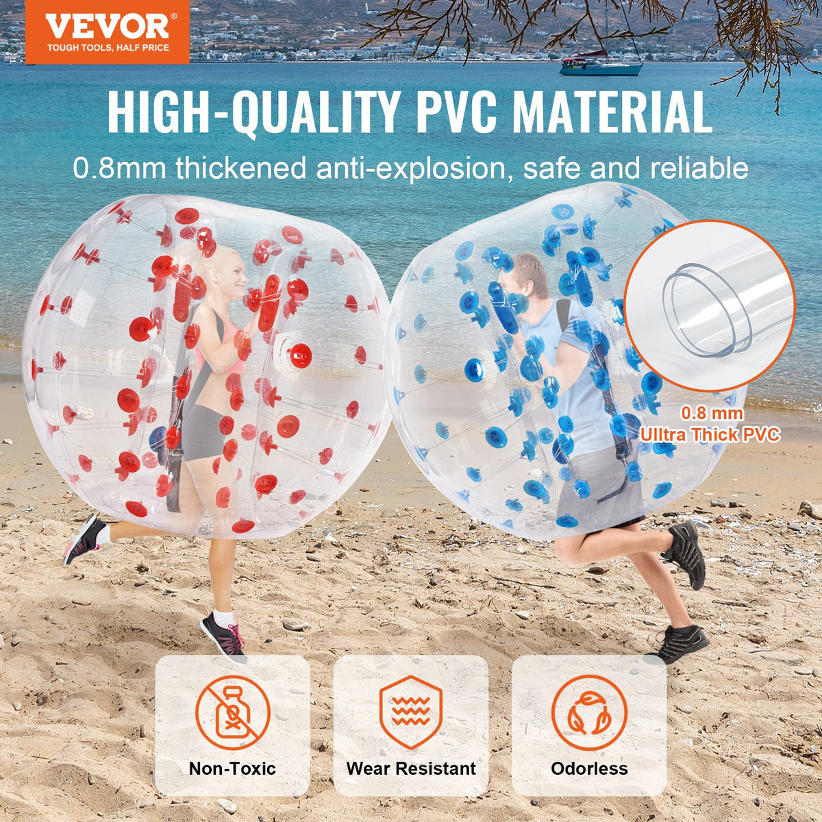 Inflatable Bumper Balls 2-Pack, 5FT/1.5M Body Sumo Zorb Balls for Teen & Adult, 0.8mm Thick PVC Human Hamster V952-CRKCQPPQZJ5YNZ1K7V0