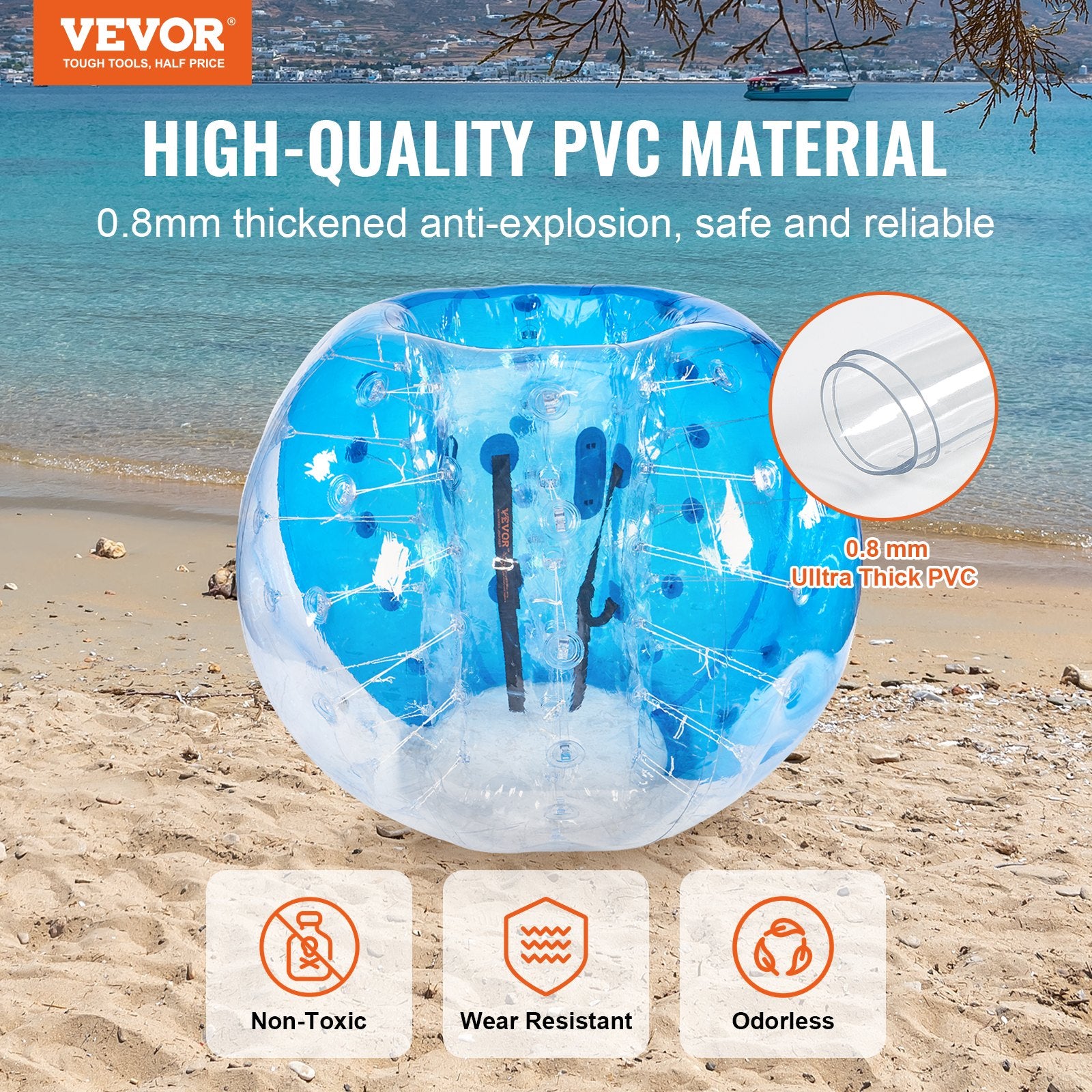 Inflatable Bumper Ball 1-Pack, 5FT/1.5M Body Sumo Zorb Balls for Teen & Adult, 0.8mm Thick PVC Human Hamster V952-CRKCQPPQZJ5YOA5RSV0