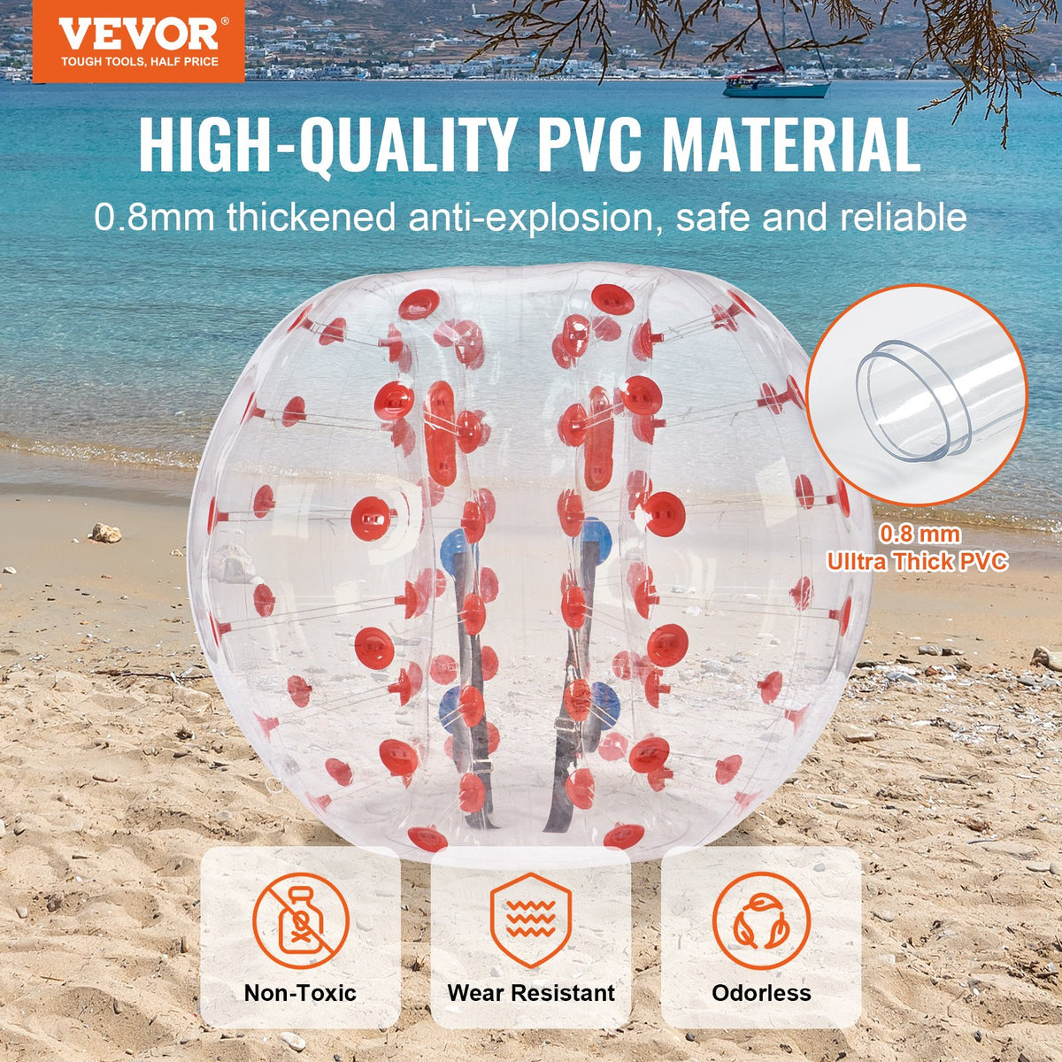 Inflatable Bumper Ball 1-Pack, 5FT/1.5M Body Sumo Zorb Balls for Teen & Adult, 0.8mm Thick PVC Human Hamster V952-CRKCQPPQZJ5YVECSFV0