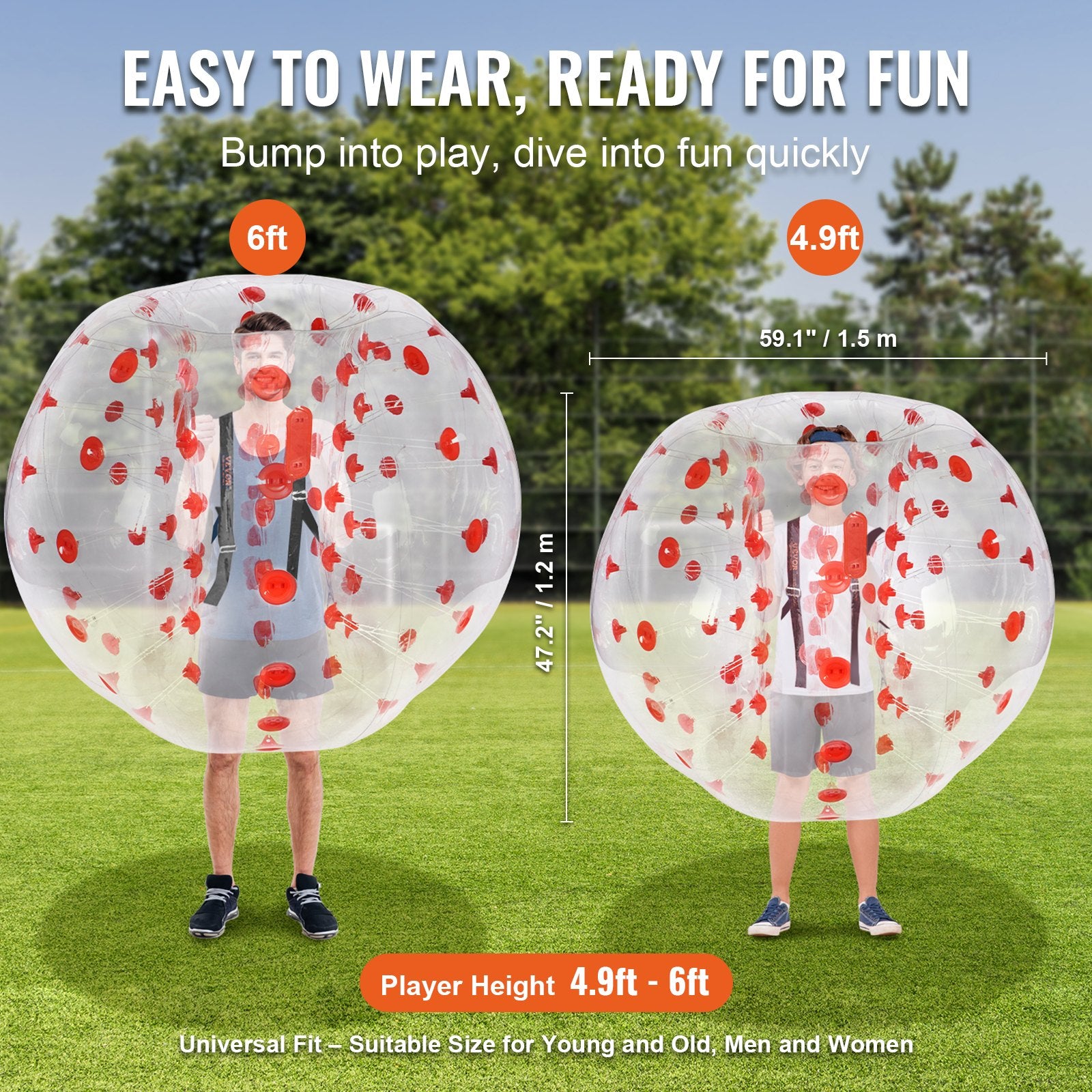 Inflatable Bumper Ball 1-Pack, 5FT/1.5M Body Sumo Zorb Balls for Teen & Adult, 0.8mm Thick PVC Human Hamster V952-CRKCQPPQZJ5YVECSFV0