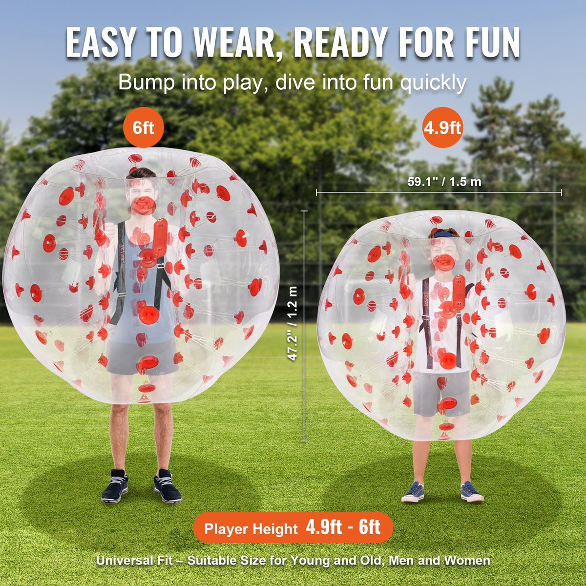 Inflatable Bumper Ball 1-Pack, 5FT/1.5M Body Sumo Zorb Balls for Teen & Adult, 0.8mm Thick PVC Human Hamster V952-CRKCQPPQZJ5YVECSFV0