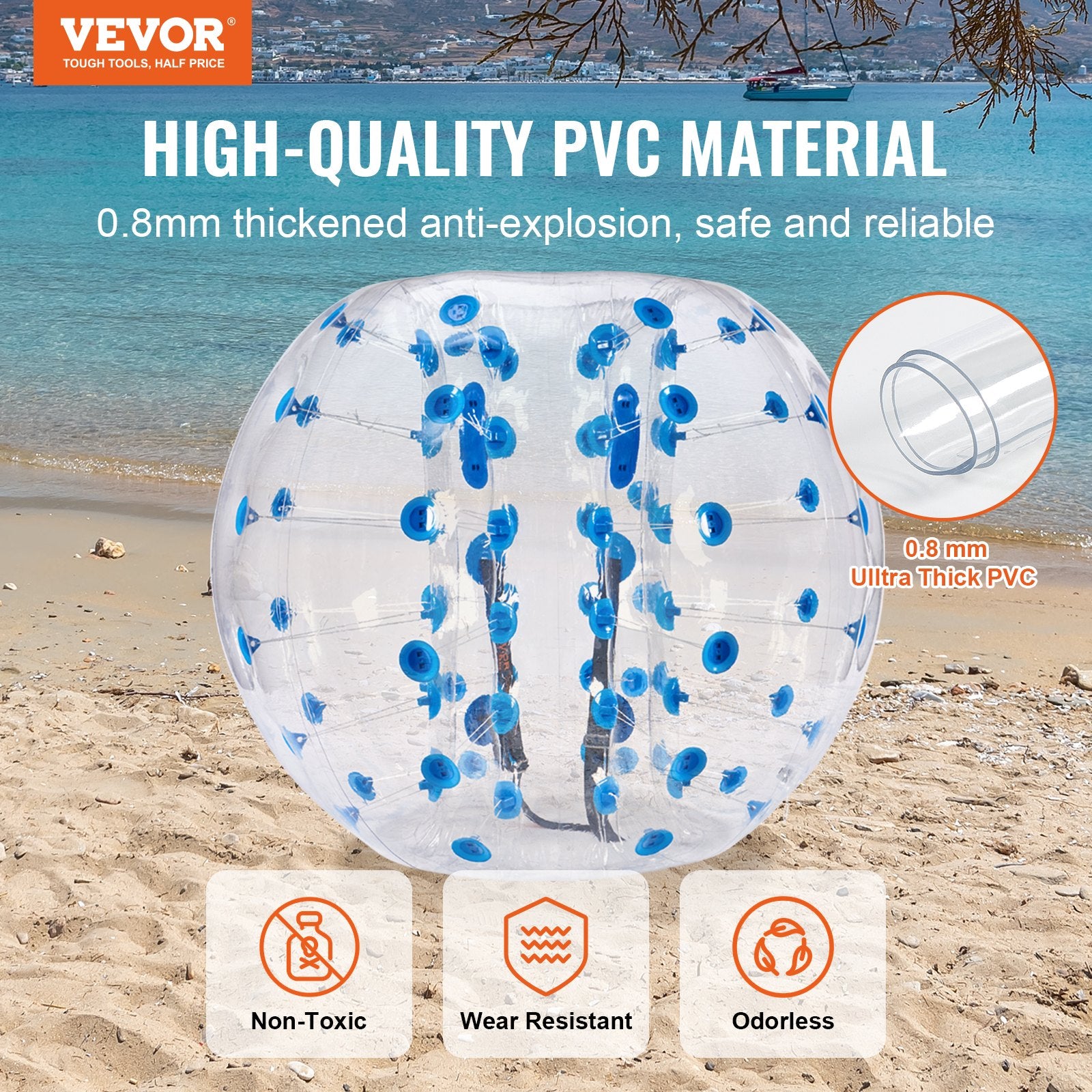 Inflatable Bumper Ball 1-Pack, 5FT/1.5M Body Sumo Zorb Balls for Teen & Adult, 0.8mm Thick PVC Human Hamster V952-CRKCQPPQZJ5YWXGIHV0