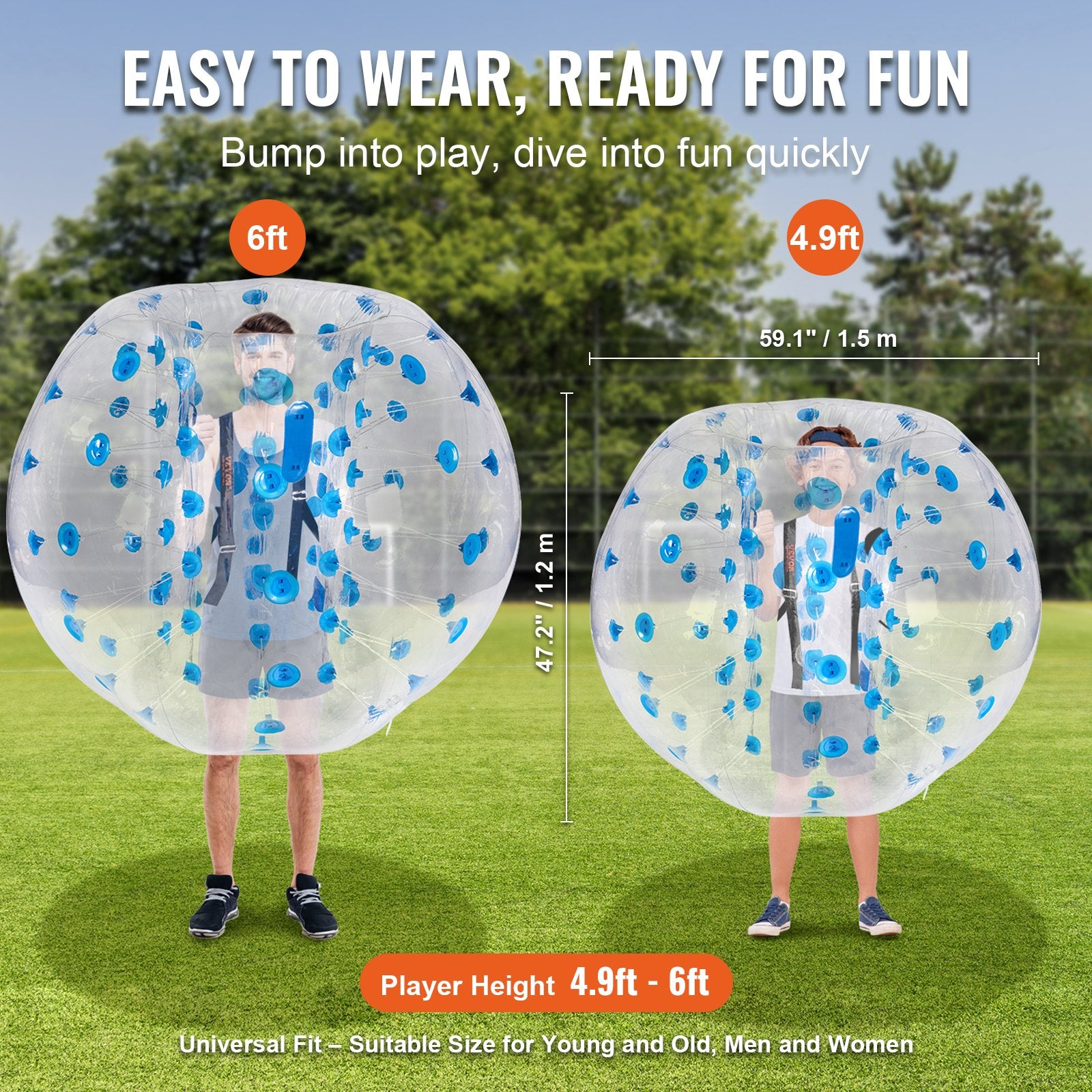 Inflatable Bumper Ball 1-Pack, 5FT/1.5M Body Sumo Zorb Balls for Teen & Adult, 0.8mm Thick PVC Human Hamster V952-CRKCQPPQZJ5YWXGIHV0