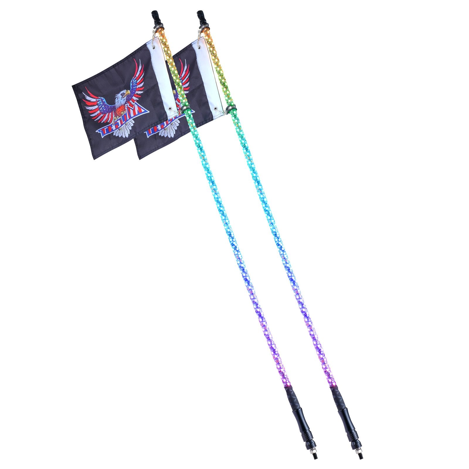 2 PCS 5 FT Whip Light, APP & RF Remote Control Led Whip Light, Waterproof Spiral RGB Chasing Lighted Whips V952-CRKJPPTDZ5YCJCVCMV9