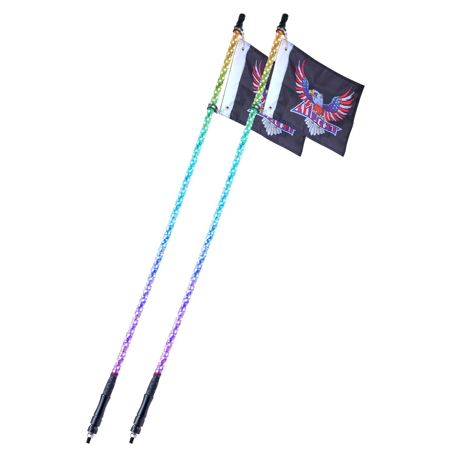2 PCS 5 FT Whip Light, APP & RF Remote Control Led Whip Light, Waterproof Spiral RGB Chasing Lighted Whips V952-CRKJPPTDZ5YCJCVCMV9