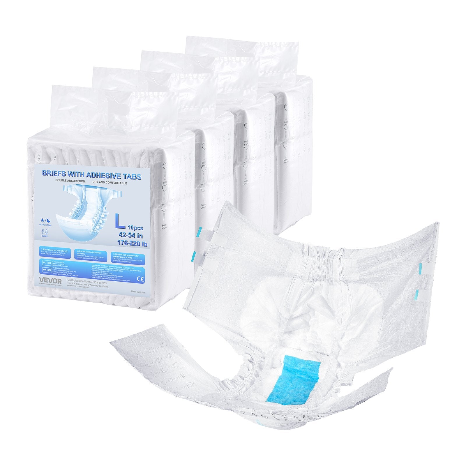 Adult Briefs with Adhesive Tabs Incontinence Briefs for Men Women L Size V952-CRZNKZNKPEML6RB4M001V0