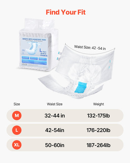 Adult Briefs with Adhesive Tabs Incontinence Briefs for Men Women L Size V952-CRZNKZNKPEML6RB4M001V0