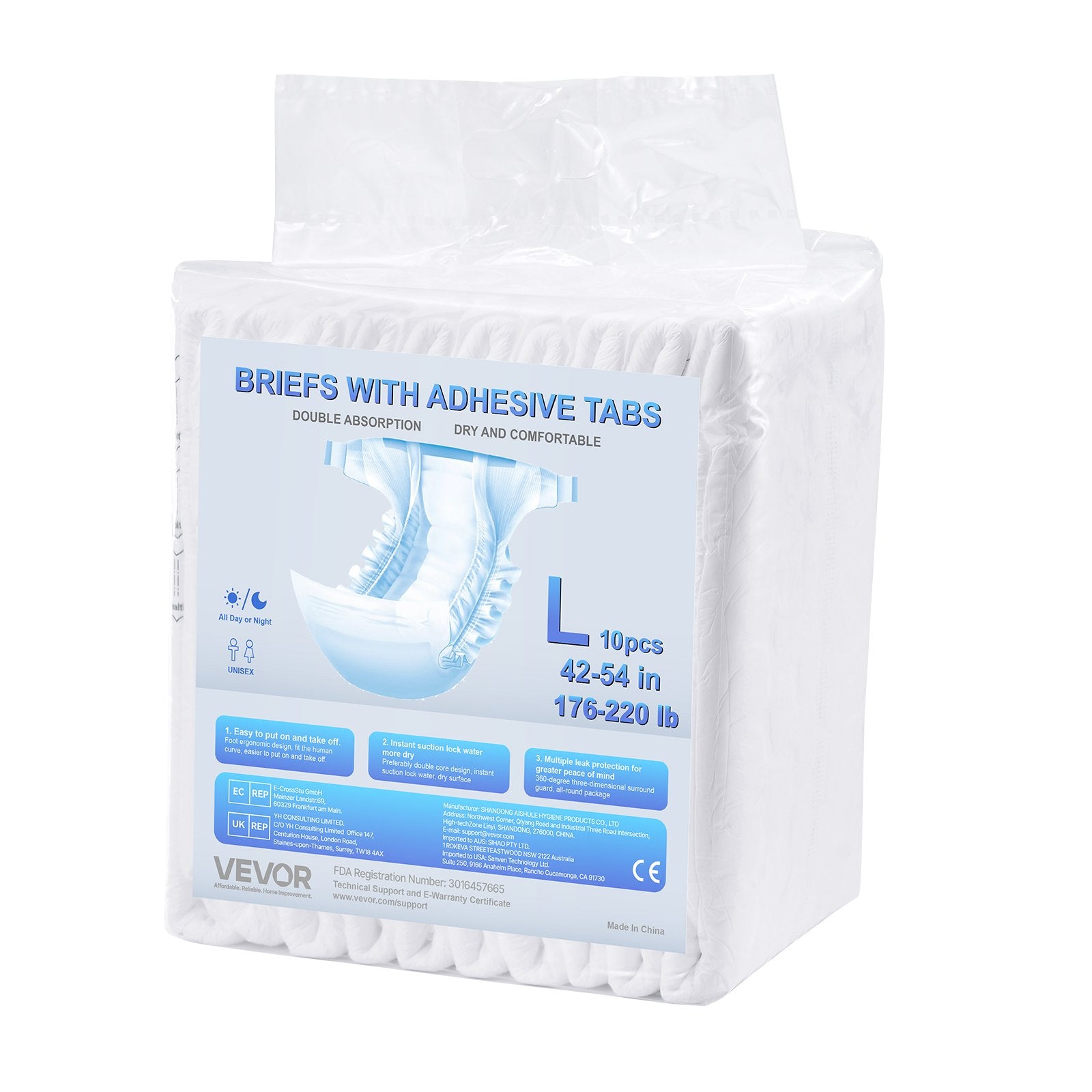 Adult Briefs with Adhesive Tabs Incontinence Briefs for Men Women L Size V952-CRZNKZNKPEML6RB4M001V0
