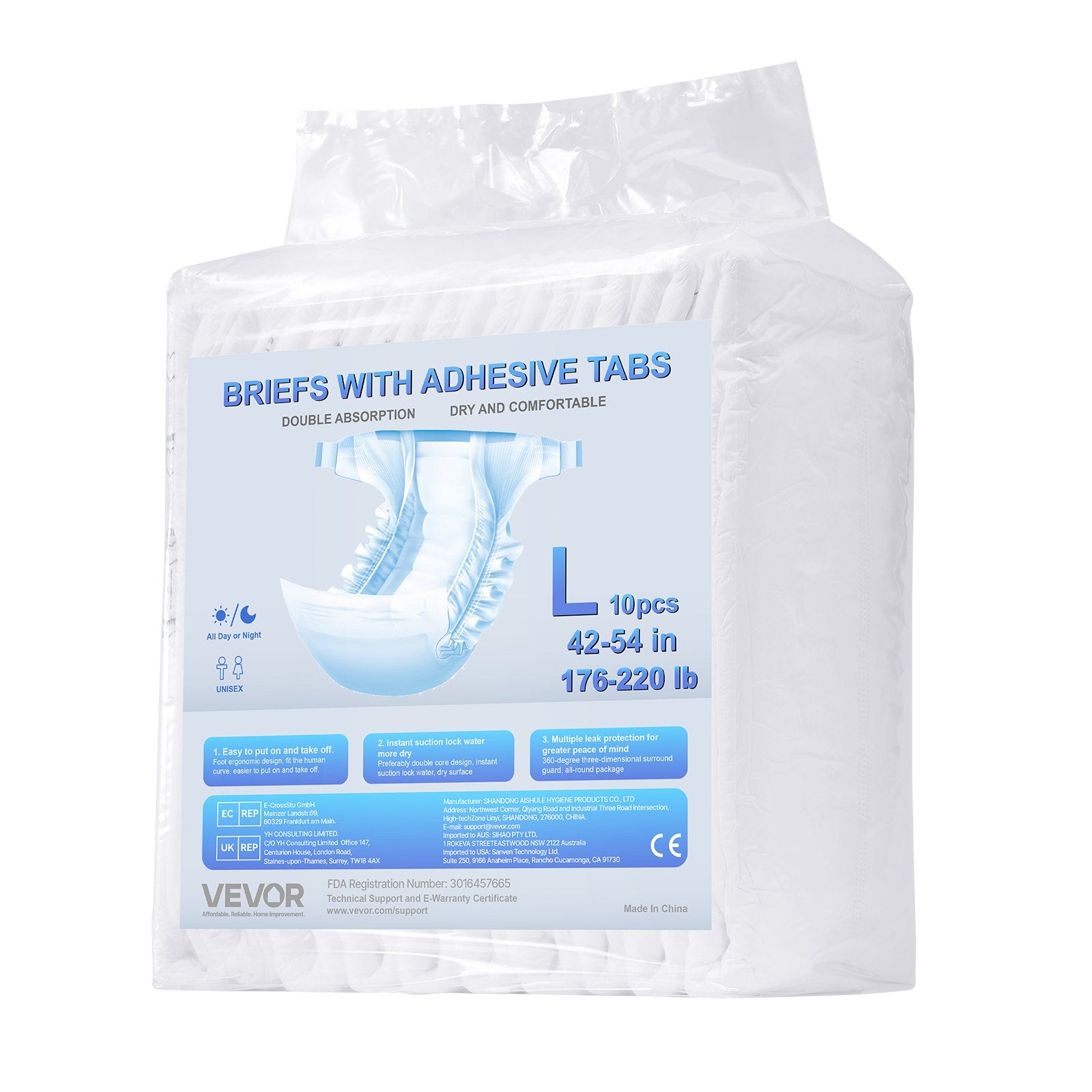 Adult Briefs with Adhesive Tabs Incontinence Briefs for Men Women L Size V952-CRZNKZNKPEML6RB4M001V0