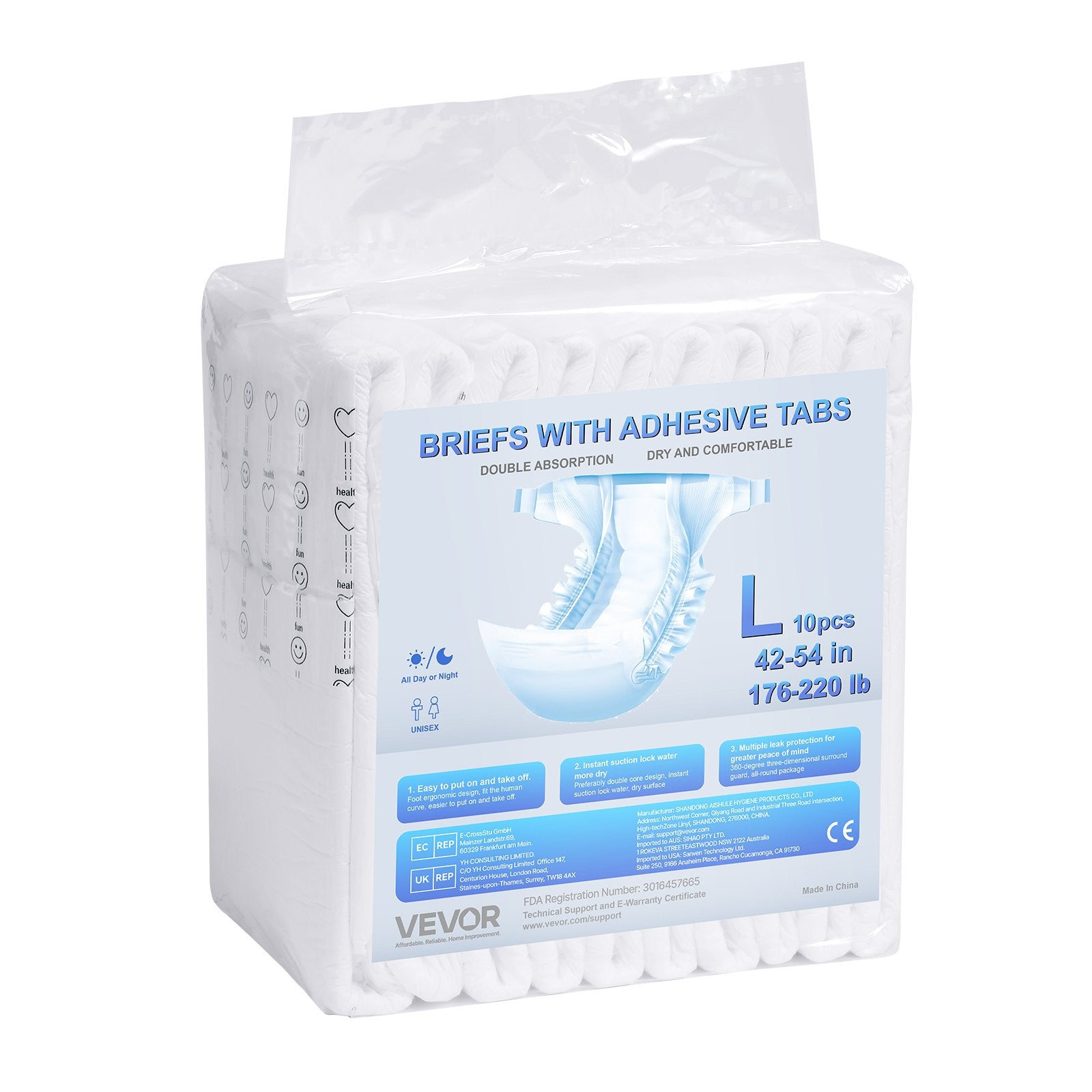 Adult Briefs with Adhesive Tabs Incontinence Briefs for Men Women L Size V952-CRZNKZNKPEML6RB4M001V0