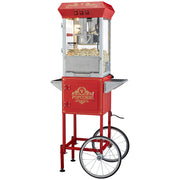 Popcorn Popper Machine with Cart Popcorn Maker 850W 8 Oz 48 Cups Red V952-CSBMHJ8OZ850W171EV3