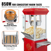 Popcorn Popper Machine with Cart Popcorn Maker 850W 8 Oz 48 Cups Red V952-CSBMHJ8OZ850W171EV3