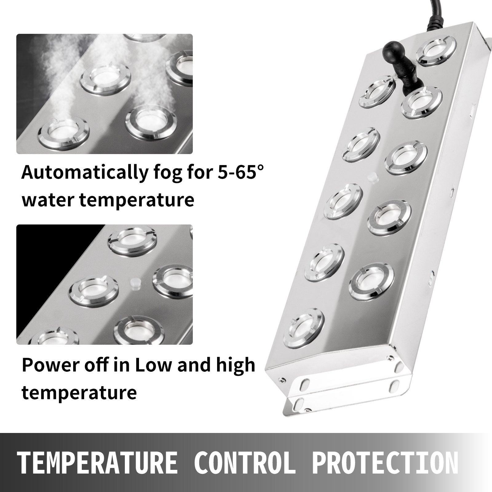 Mist Maker 10 Head Ultrasonic Mist Fogger with Waterproof Power Supply Ultrasonic Fogger Humidifier Stainless V952-CSBWHQ10TFS000001V3