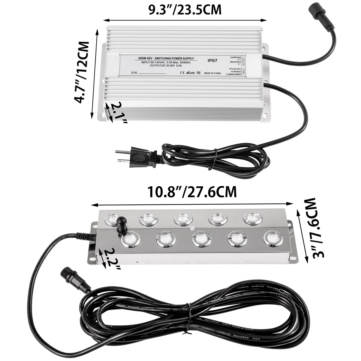 Mist Maker 10 Head Ultrasonic Mist Fogger with Waterproof Power Supply Ultrasonic Fogger Humidifier Stainless V952-CSBWHQ10TFS000001V3