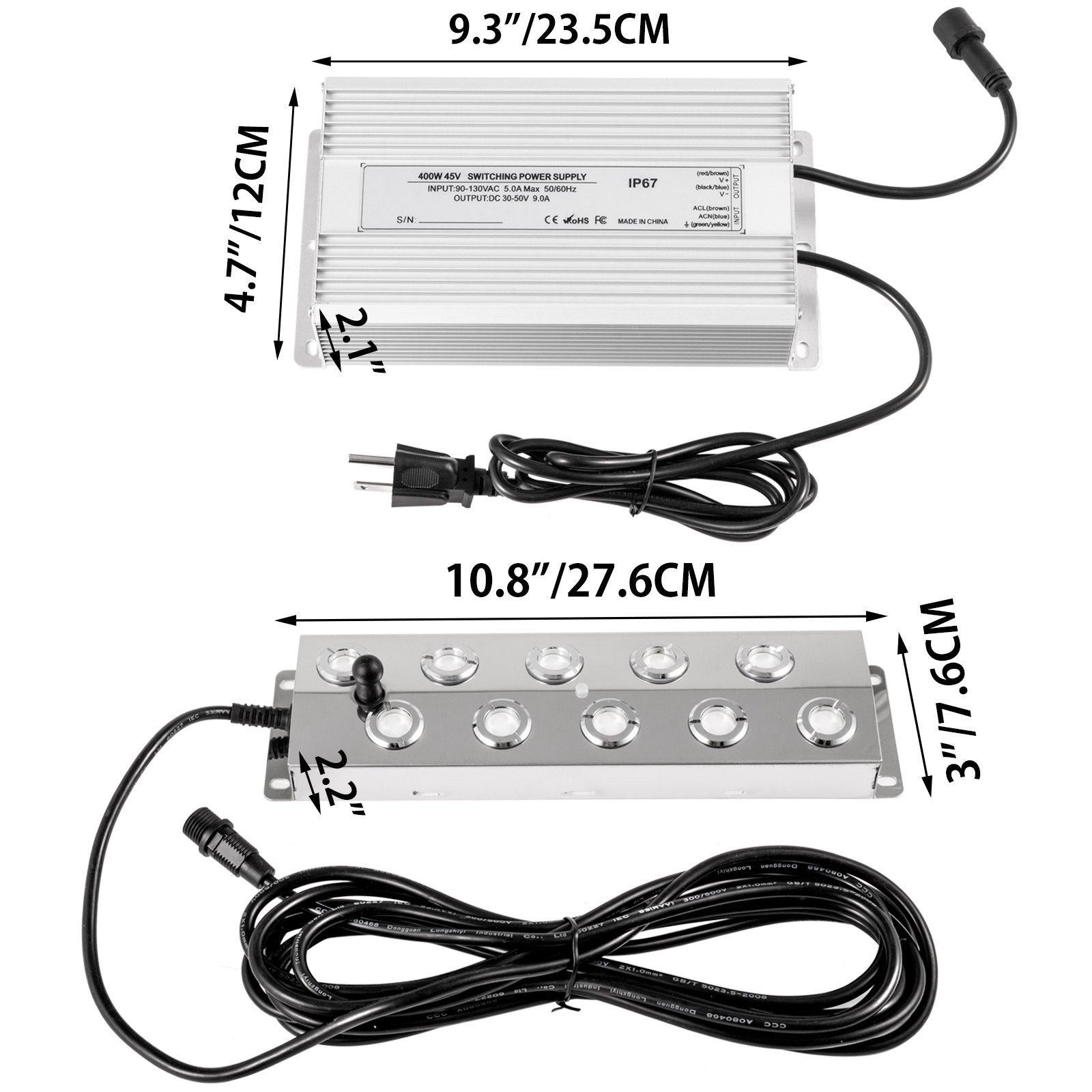 Mist Maker 10 Head Ultrasonic Mist Fogger with Waterproof Power Supply Ultrasonic Fogger Humidifier Stainless V952-CSBWHQ10TFS000001V3