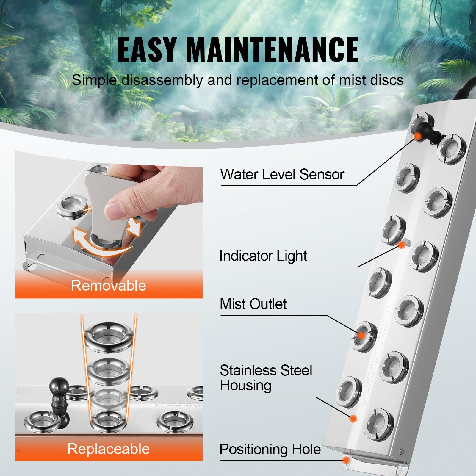 Ultrasonic Mist Maker 12 Head, 9000mL/H Ultrasonic Fogger, Mist Maker with 300W IP67 Waterproof Power Supply, V952-CSBWHQ12TFSDL27HZV3