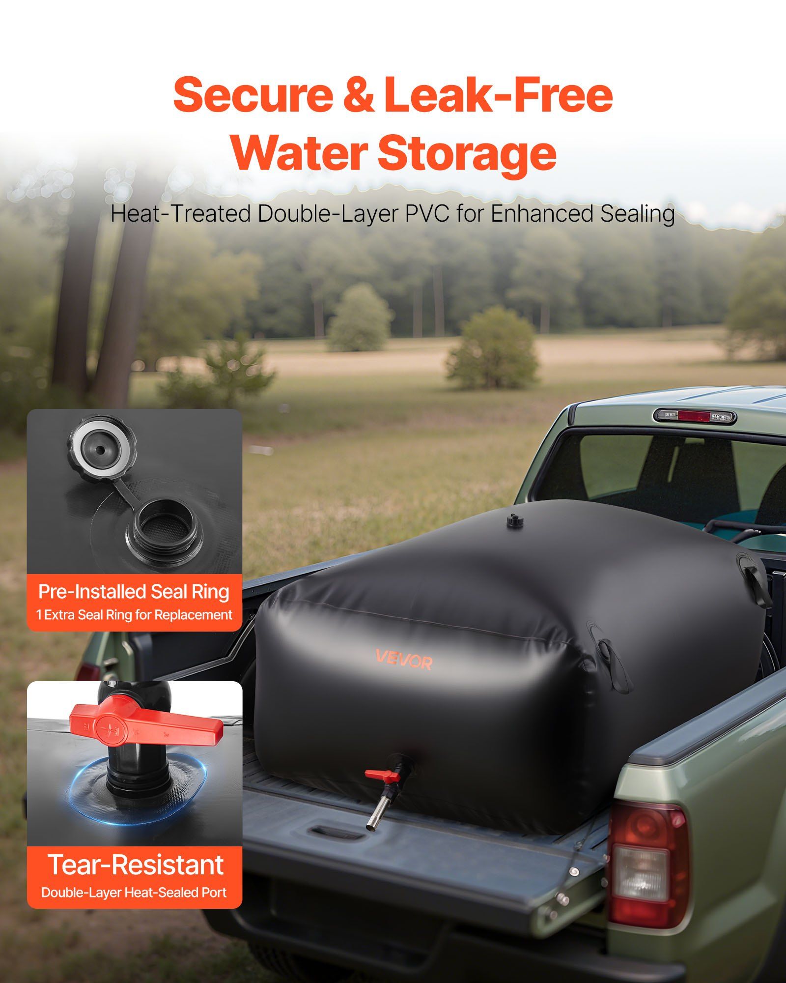 Water Storage Bladder 540L Large Capacity Water Bag, Portable & Collapsible Soft Waters Container, Leakproof V952-CSDHSPVC540L2ZFQH001V0