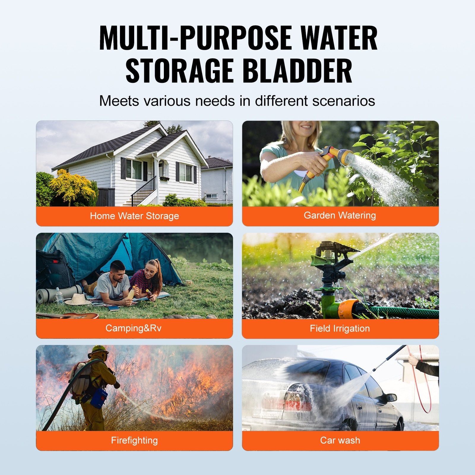 Portable Water Storage Bladder 264 Gal PVC Collapsible Water Tank Black V952-CSDHSPVCB100YFP48V0