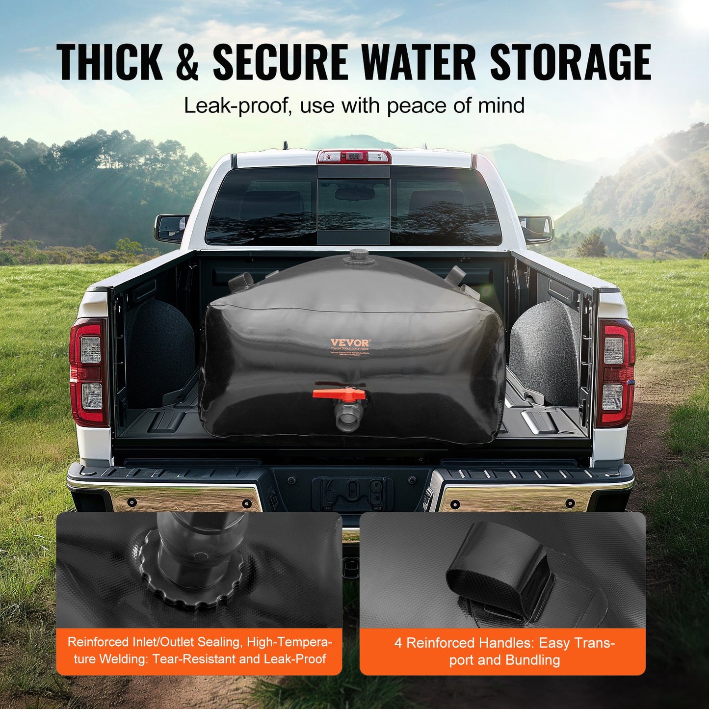 Portable Water Storage Bladder 540L PVC Collapsible Water Tank Black V952-CSDHSPVCB540DZKSQV0