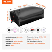 Portable Water Storage Bladder 540L PVC Collapsible Water Tank Black V952-CSDHSPVCB540DZKSQV0