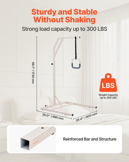 Trapeze Bar for Bed Mobility, Height-Adjustable Free Standing Trapeze Bar with 2 Wheels, 300LBS Capacity Bed V952-CSDJLDXDJZGZ2TMM8V0