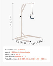 Trapeze Bar for Bed Mobility, Height-Adjustable Free Standing Trapeze Bar with 2 Wheels, 300LBS Capacity Bed V952-CSDJLDXDJZGZ2TMM8V0