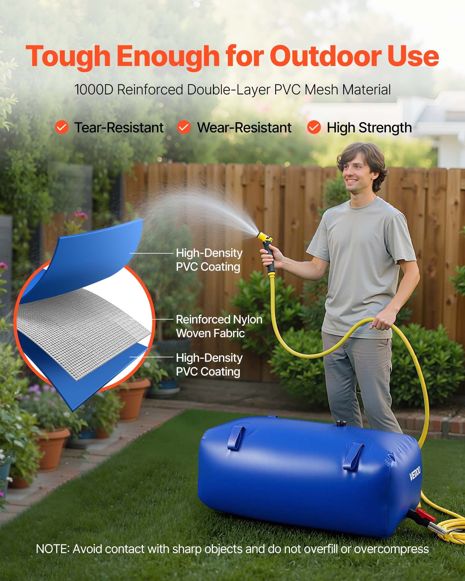 Water Storage Bladder 113L Large Capacity Water Bag, Portable & Collapsible Soft Waters Container, Leakproof V952-CSDLSPVC113LPS9FD001V0