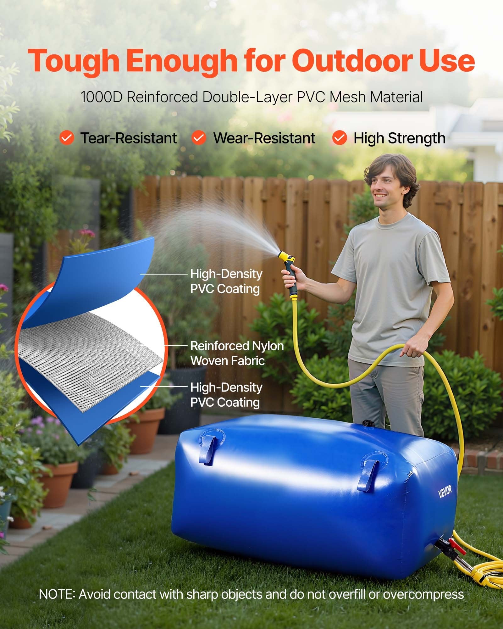Water Storage Bladder 240L Large Capacity Water Bag, Portable & Collapsible Soft Waters Container, Leakproof V952-CSDLSPVC240LSO68O001V0