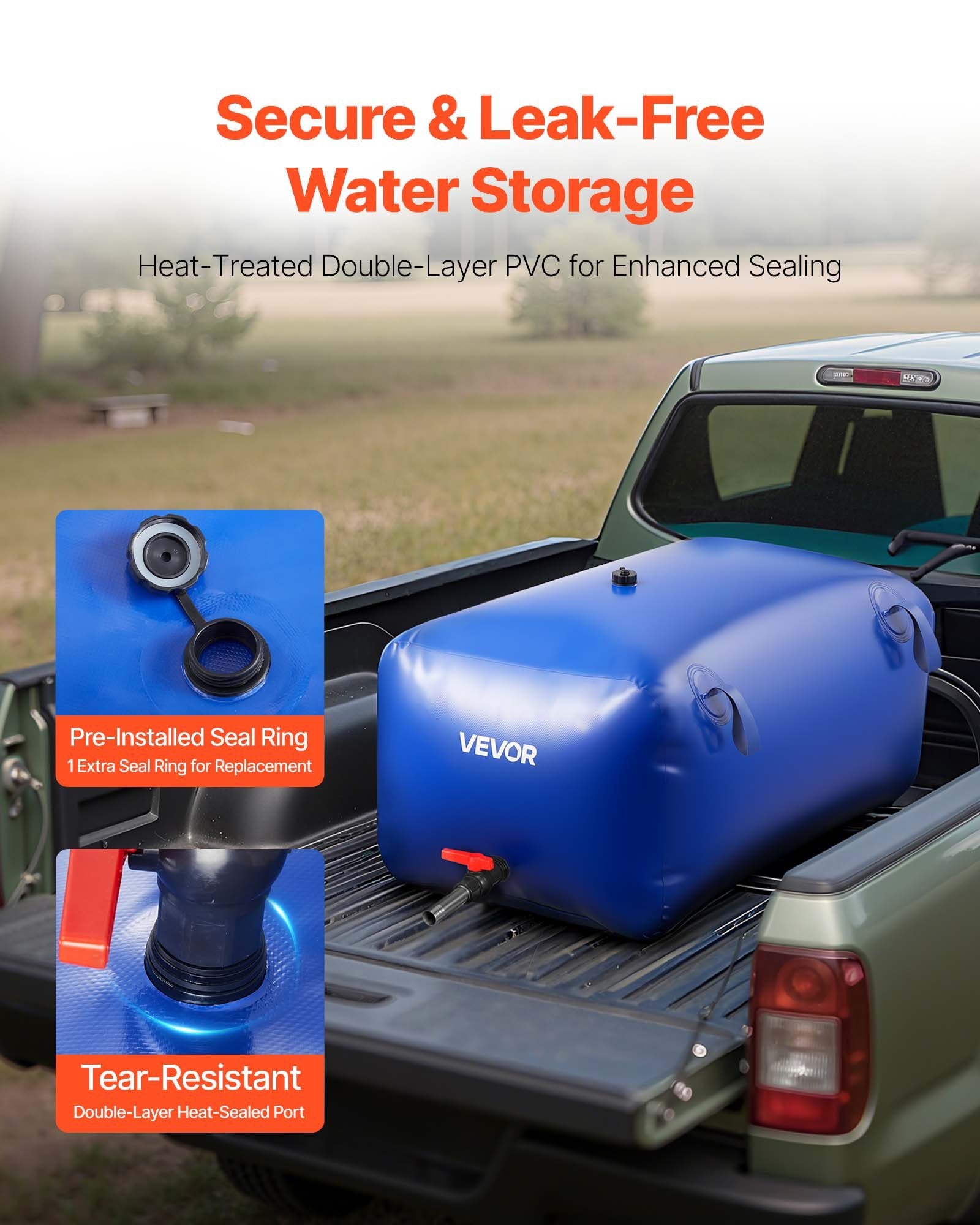 Water Storage Bladder 240L Large Capacity Water Bag, Portable & Collapsible Soft Waters Container, Leakproof V952-CSDLSPVC240LSO68O001V0