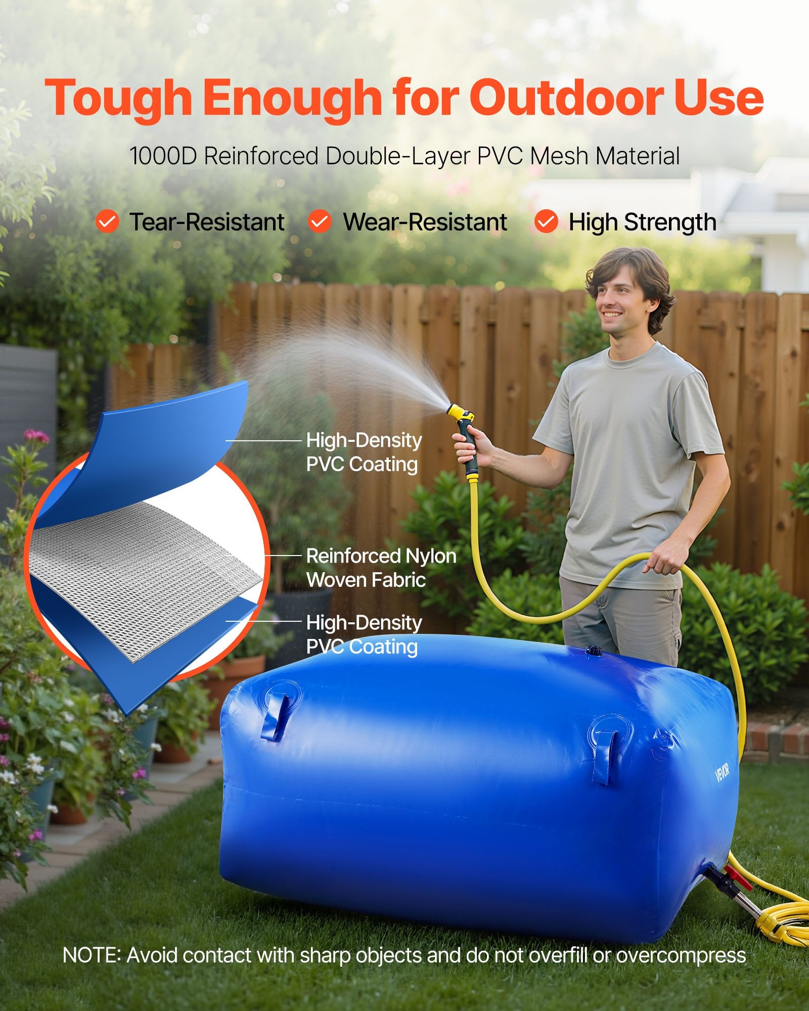 Water Storage Bladder 400L Large Capacity Water Bag, Portable & Collapsible Soft Waters Container, Leakproof V952-CSDLSPVC400L9HOR6001V0