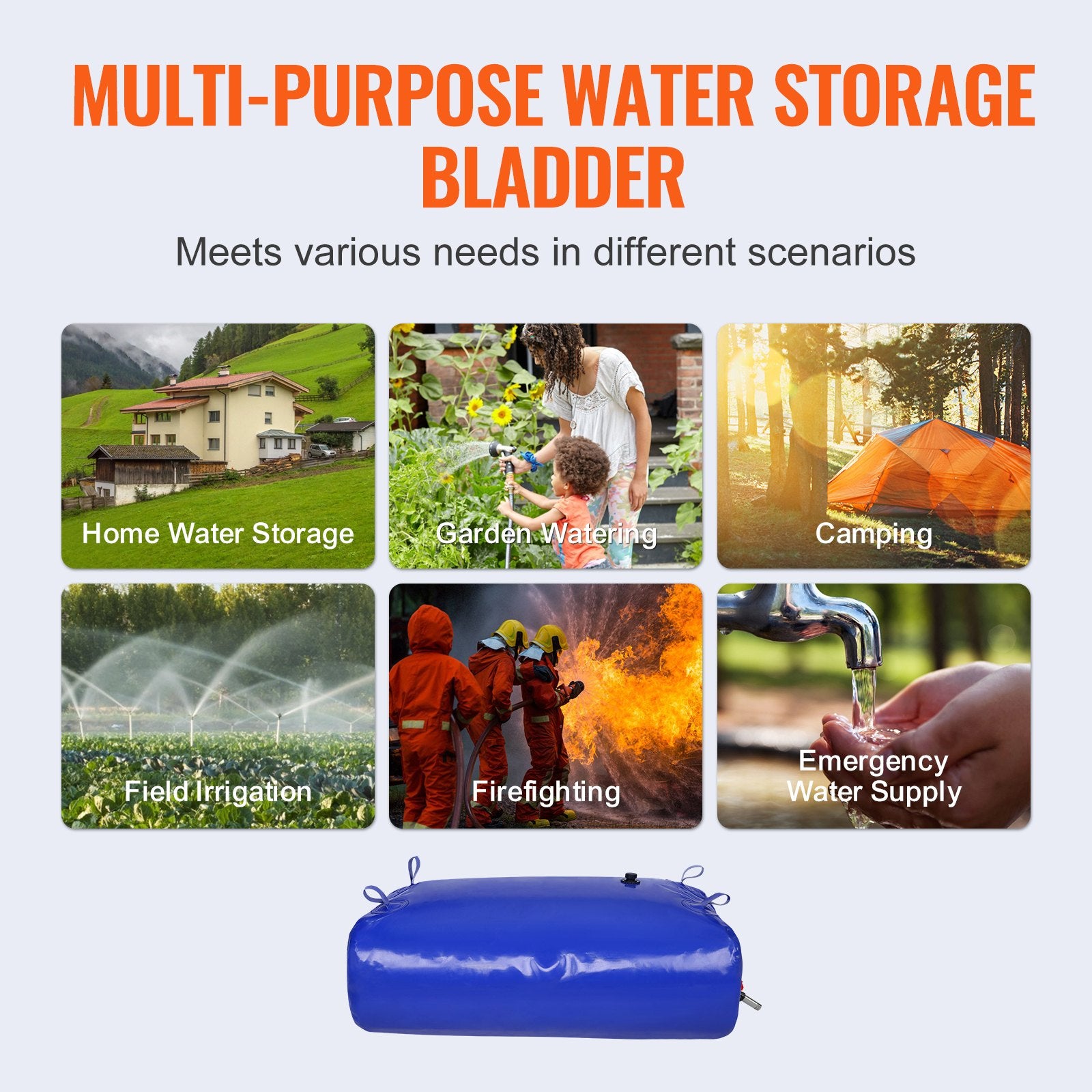 Portable Water Storage Bladder 87 Gal 1000D PVC Collapsible Water Tank V952-CSDLSPVCB330UZUZHV0