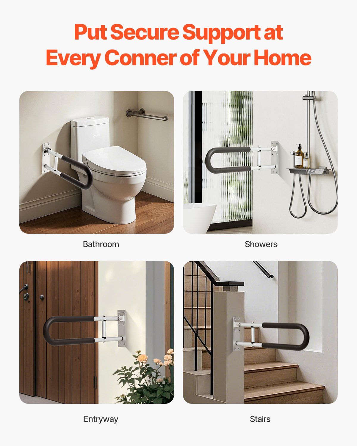 Toilet Safety Rail, 60.5 cm U-Shaped Handicap Grab Bar, Foldable Senior Safety Pole, Flip Up Toilet Grab Bars V952-CSFSWZTKFZ24OTR5FV0