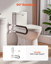 Toilet Safety Rail, 60.5 cm U-Shaped Handicap Grab Bar, Foldable Senior Safety Pole, Flip Up Toilet Grab Bars V952-CSFSWZTKFZ24OTR5FV0